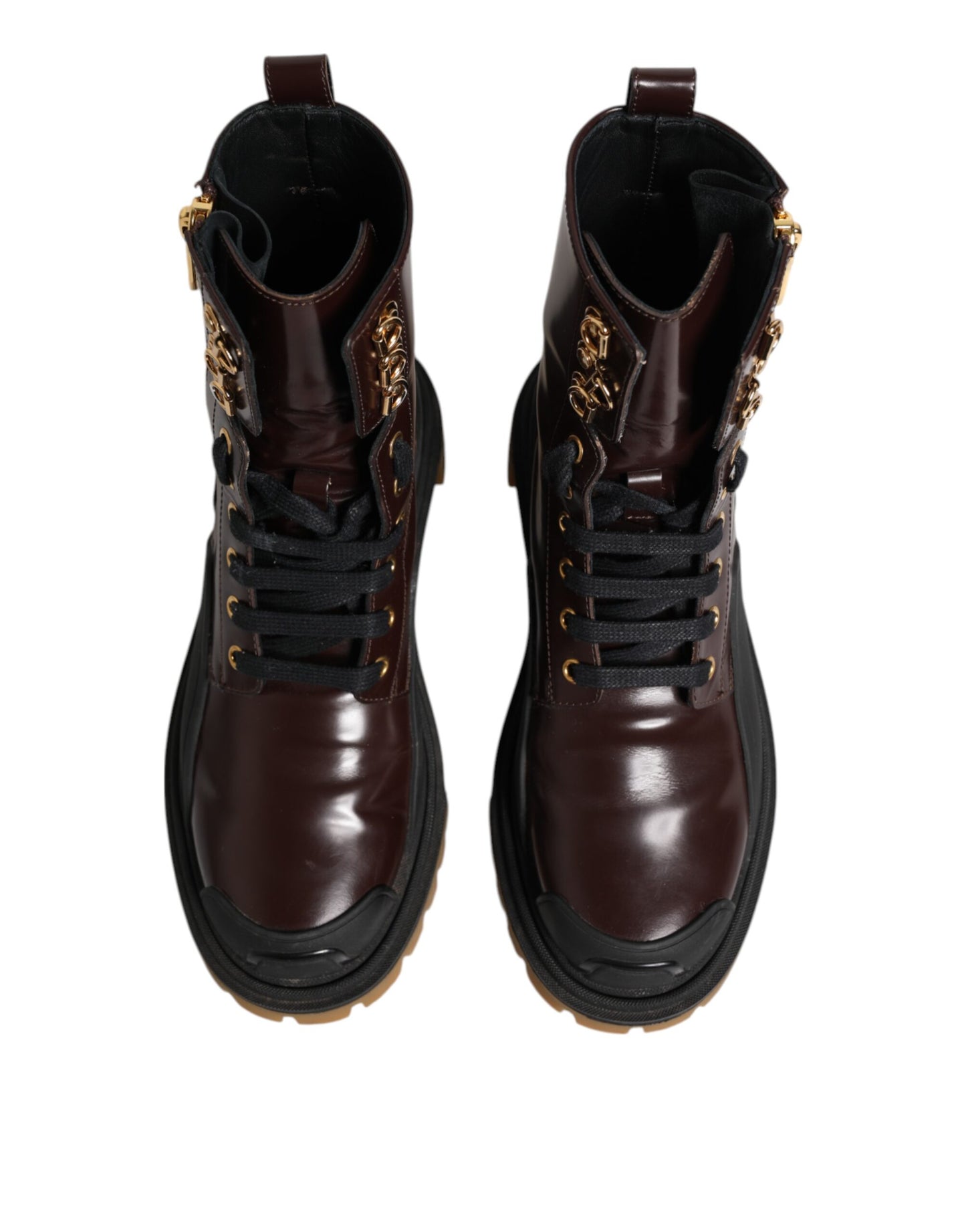 Zapatos Botas Biker de Piel Granate de Media Pantorrilla Dolce & Gabbana