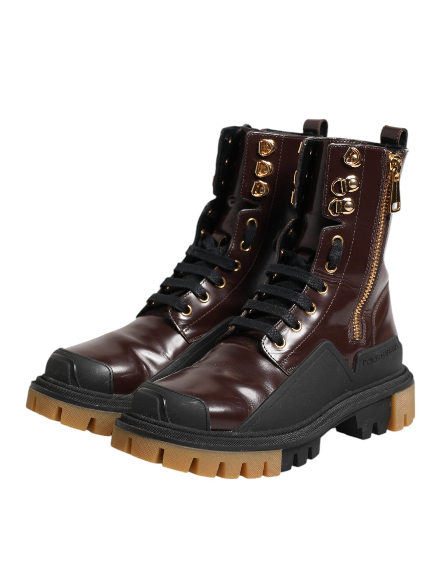 Zapatos Botas Biker de Piel Granate de Media Pantorrilla Dolce & Gabbana