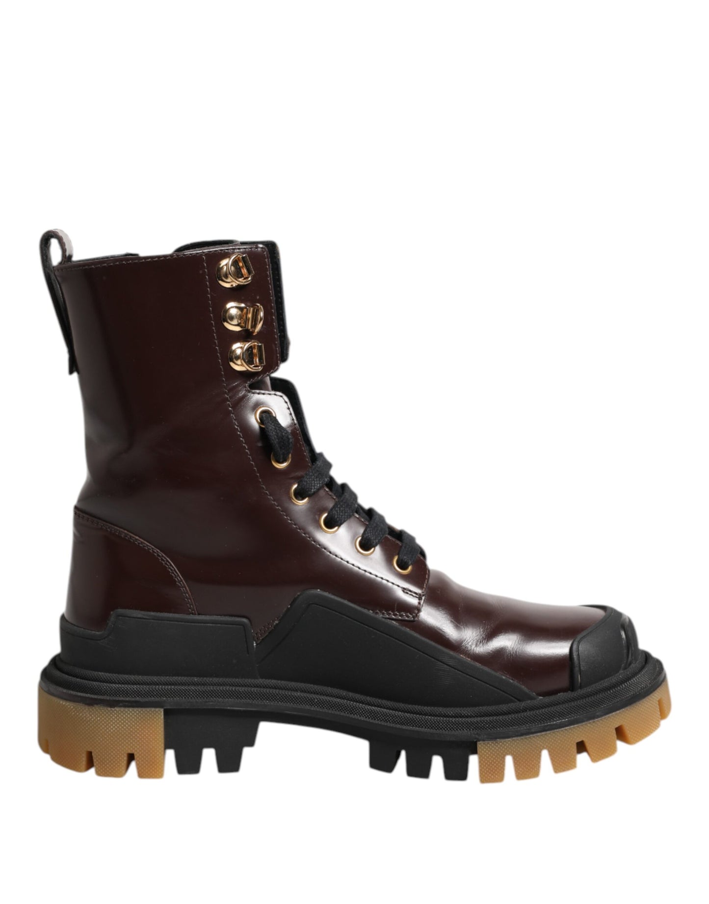 Zapatos Botas Biker de Piel Granate de Media Pantorrilla Dolce & Gabbana
