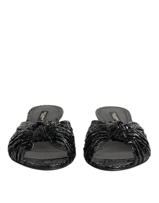 Dolce & Gabbana Zapatos Sandalias de Tacón de Cuero Negro