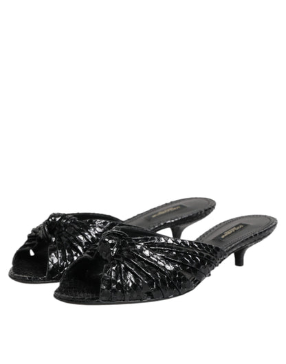 Dolce & Gabbana Zapatos Sandalias de Tacón de Cuero Negro