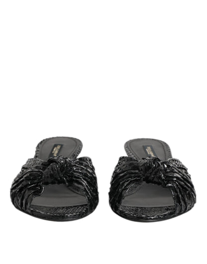 Dolce & Gabbana Zapatos Sandalias de Tacón de Cuero Negro