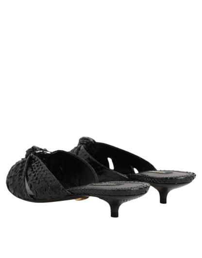 Dolce & Gabbana Zapatos Sandalias de Tacón de Cuero Negro