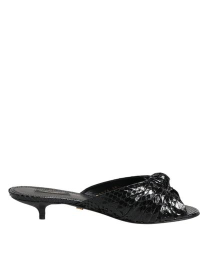 Dolce & Gabbana Zapatos Sandalias de Tacón de Cuero Negro