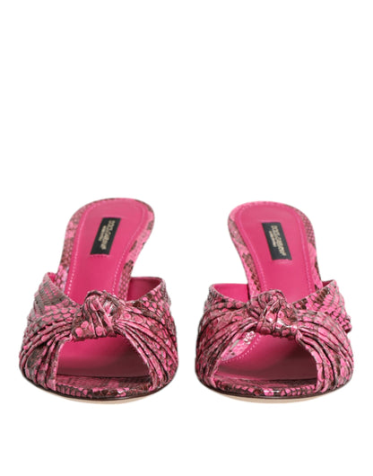 Dolce & Gabbana Zapatos Sandalias con Tacón de Cuero Rosa