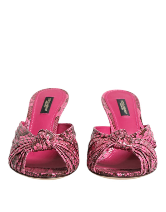 Dolce & Gabbana Zapatos Sandalias con Tacón de Cuero Rosa