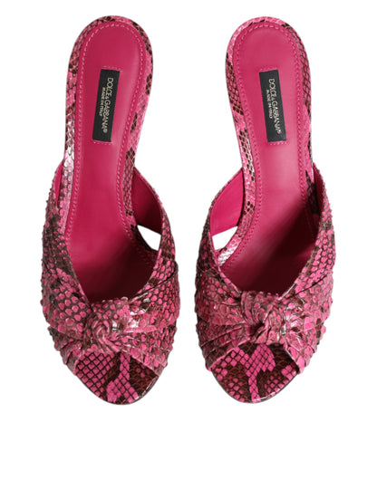 Dolce & Gabbana Zapatos Sandalias con Tacón de Cuero Rosa