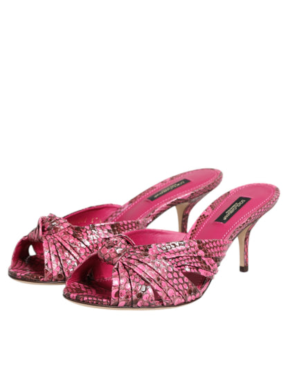 Dolce & Gabbana Zapatos Sandalias con Tacón de Cuero Rosa
