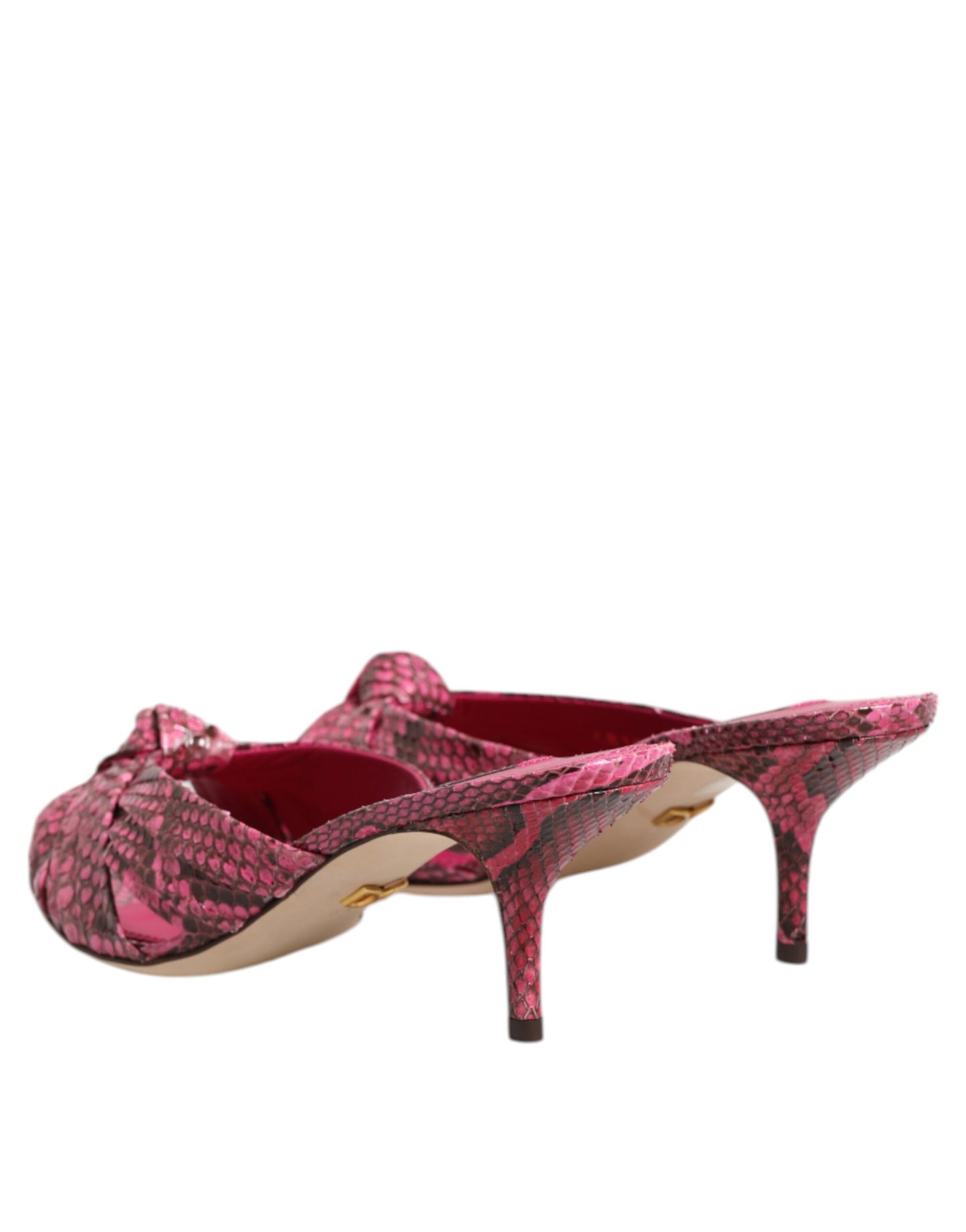 Dolce & Gabbana Zapatos Sandalias con Tacón de Cuero Rosa