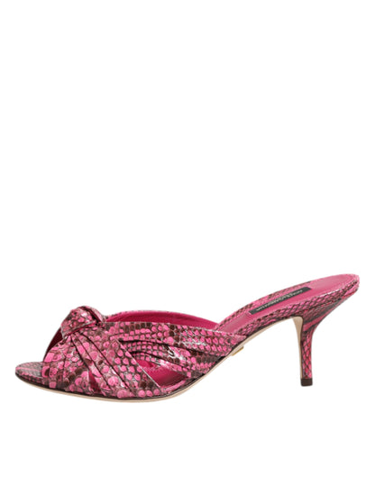 Dolce & Gabbana Zapatos Sandalias con Tacón de Cuero Rosa