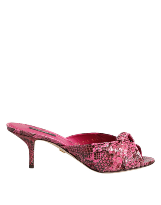Dolce & Gabbana Zapatos Sandalias con Tacón de Cuero Rosa