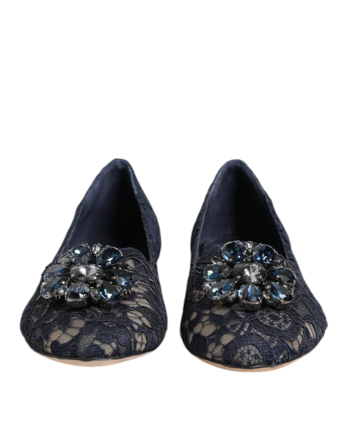Zapatos planos Dolce & Gabbana de encaje Taormina azul con cristales