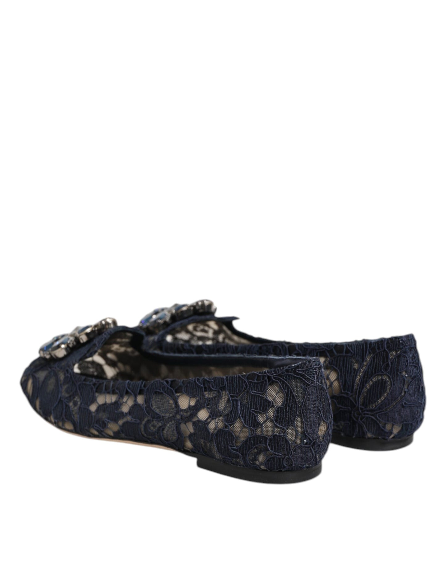 Zapatos planos Dolce & Gabbana de encaje Taormina azul con cristales