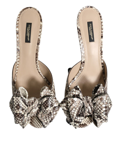 Zapatos mules peep toe de cuero Dolce & Gabbana Multicolor Keira Bow