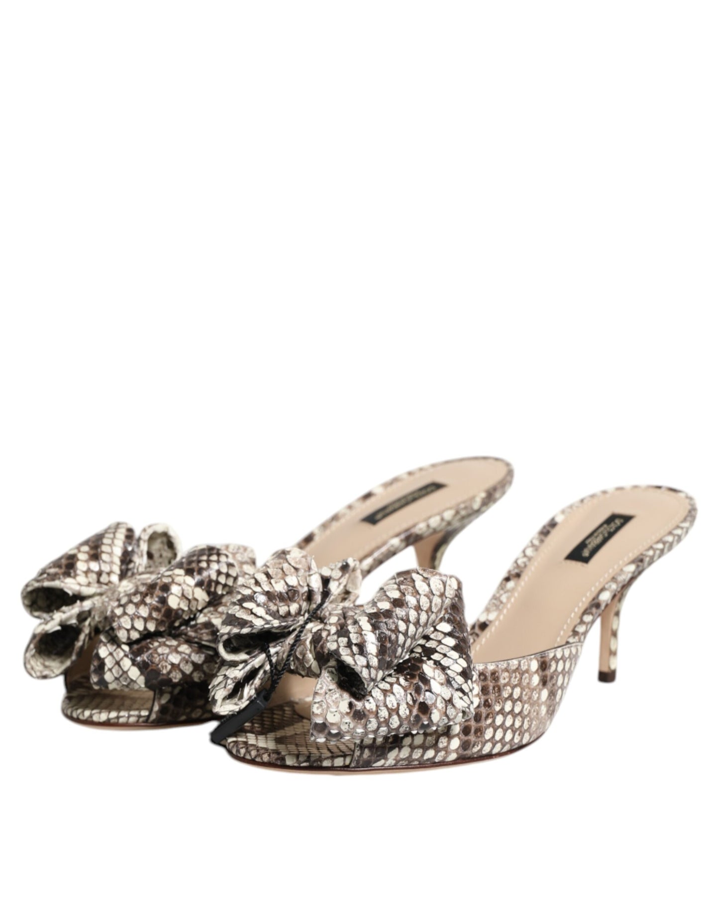Zapatos mules peep toe de cuero Dolce & Gabbana Multicolor Keira Bow