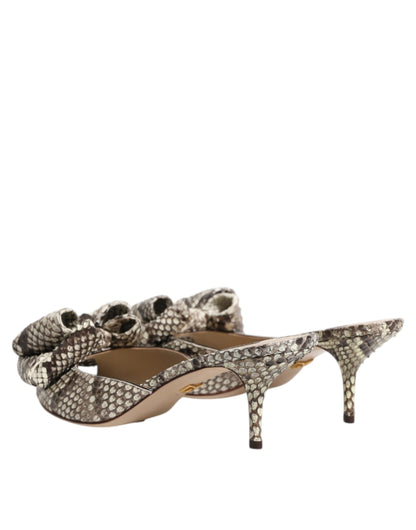 Zapatos mules peep toe de cuero Dolce & Gabbana Multicolor Keira Bow