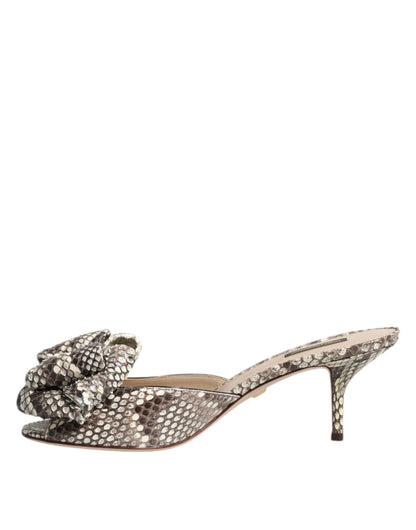 Zapatos mules peep toe de cuero Dolce & Gabbana Multicolor Keira Bow