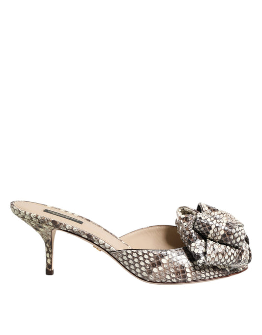 Zapatos mules peep toe de cuero Dolce & Gabbana Multicolor Keira Bow