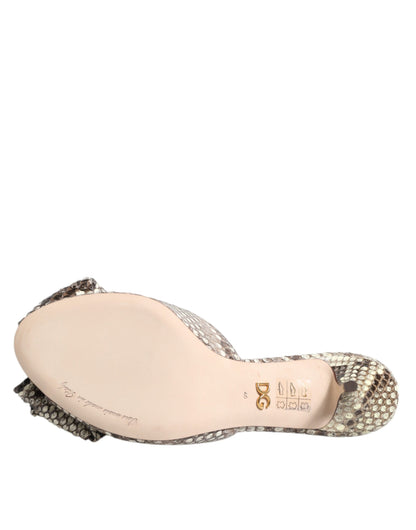 Zapatos mules peep toe de cuero Dolce & Gabbana Multicolor Keira Bow