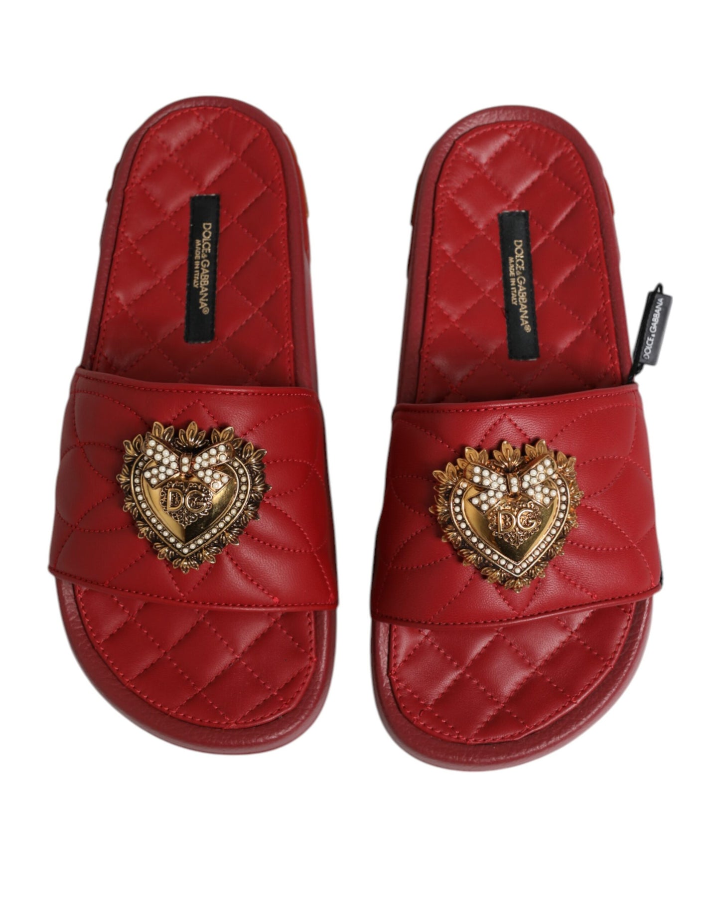 Zapatos destalonados Dolce & Gabbana Devotion en piel matelassé roja