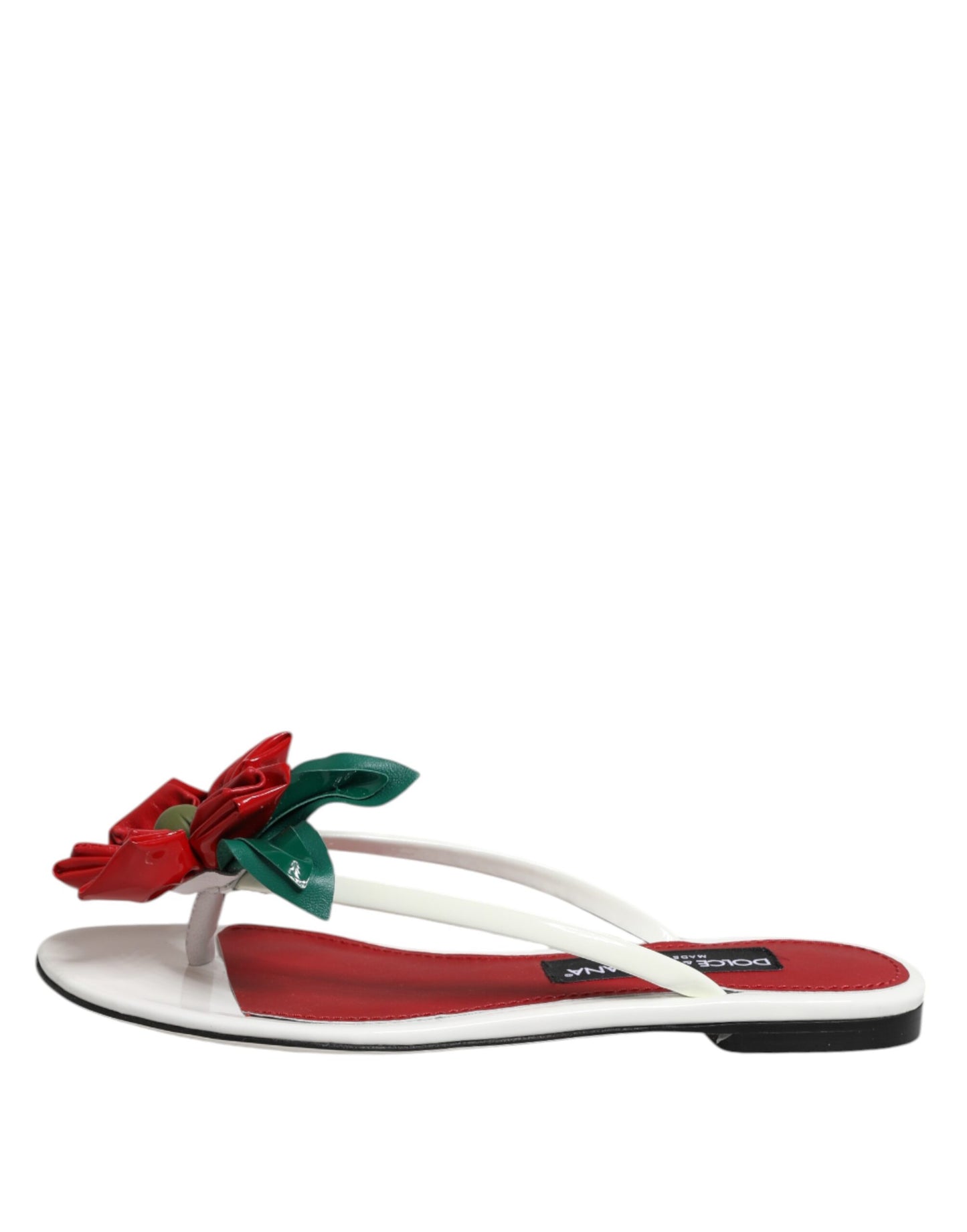 Sandalias de cuero Dolce & Gabbana KEIRA Flower rojas y blancas