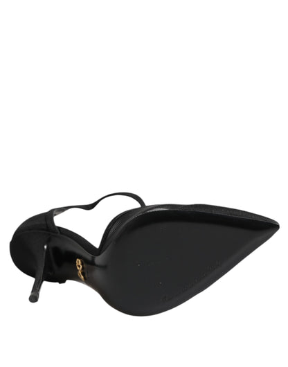 Zapatos de tacón de aguja negros de malla con correa en T de Dolce & Gabbana