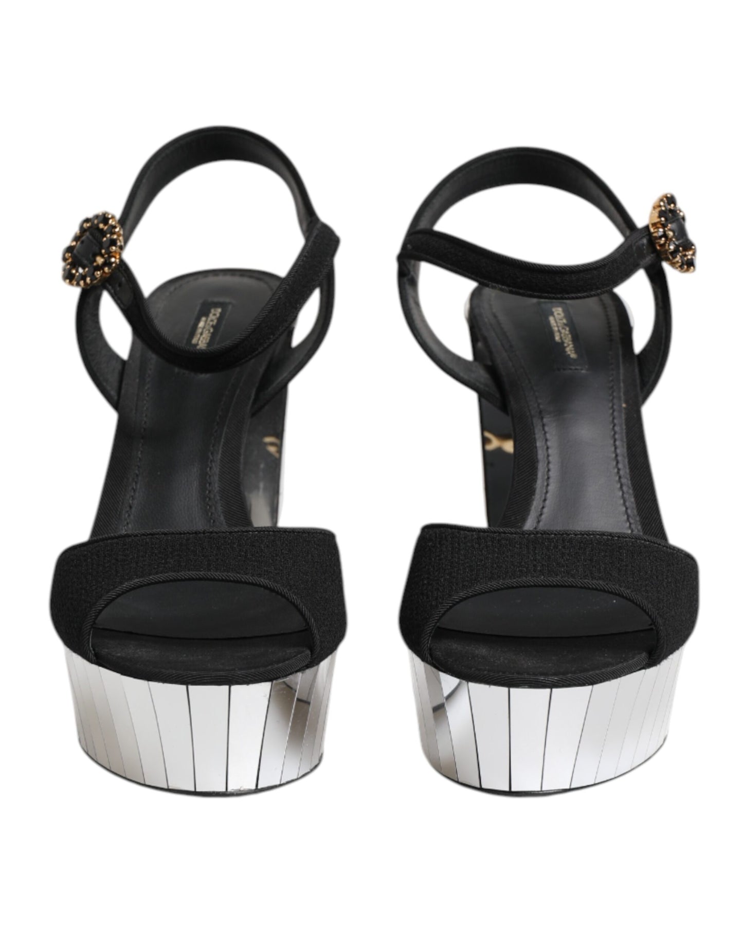 Zapatos Sandalia Dolce & Gabbana Keira con Correa al Tobillo y Cristales Negros