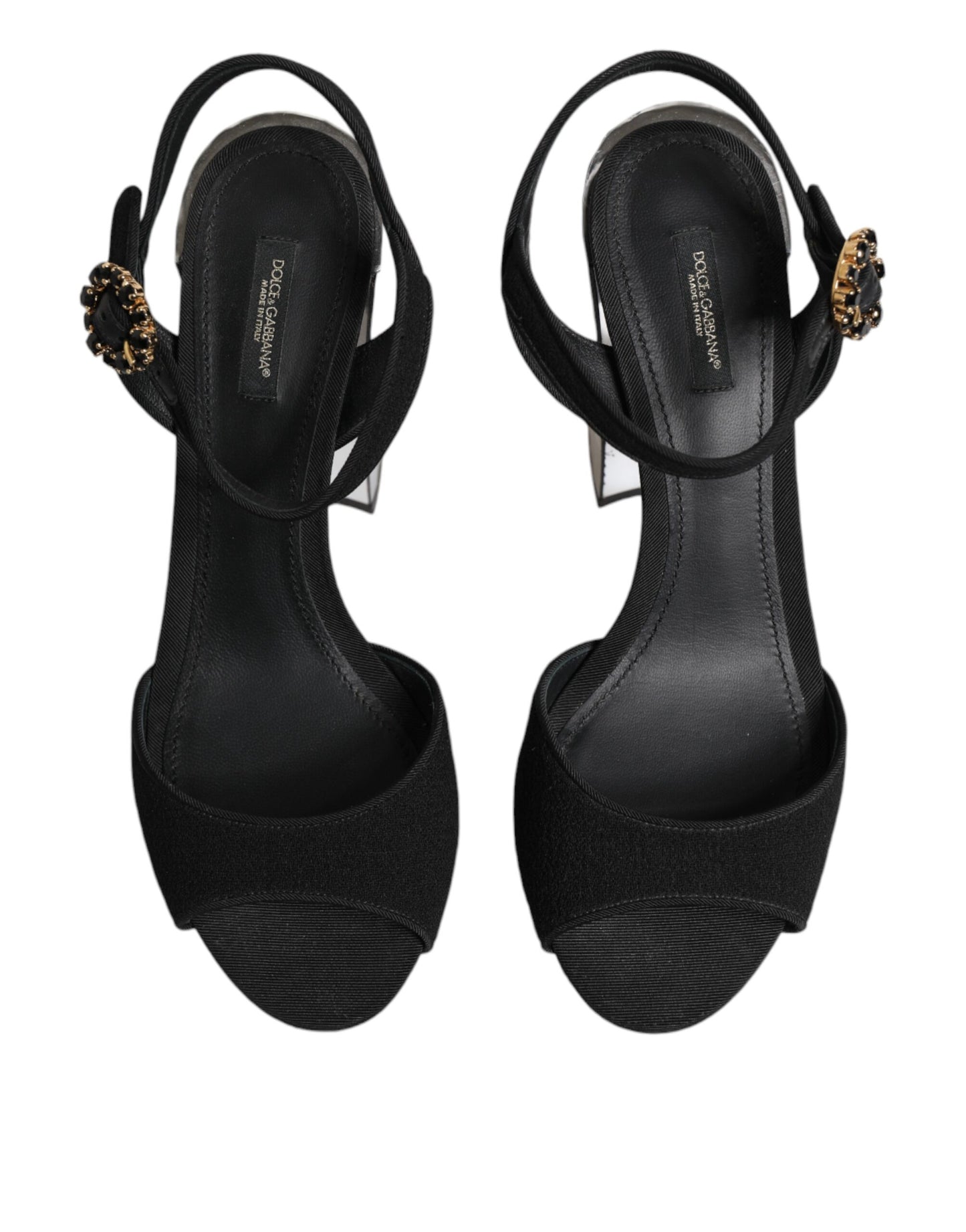 Zapatos Sandalia Dolce & Gabbana Keira con Correa al Tobillo y Cristales Negros