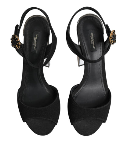 Zapatos Sandalia Dolce & Gabbana Keira con Correa al Tobillo y Cristales Negros