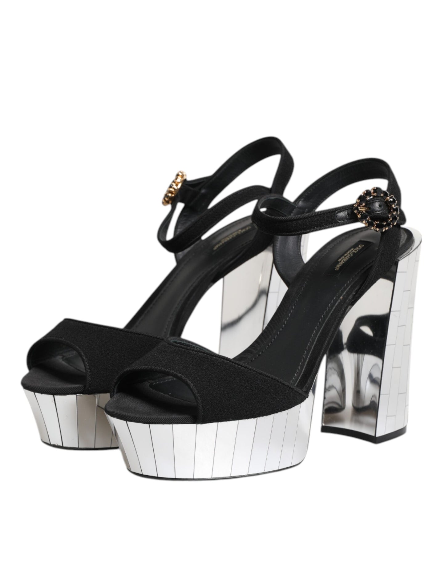 Zapatos Sandalia Dolce & Gabbana Keira con Correa al Tobillo y Cristales Negros