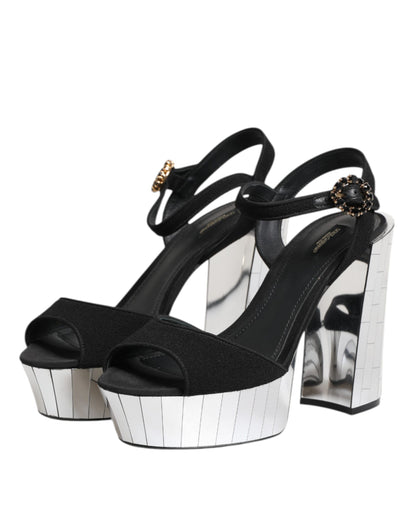 Zapatos Sandalia Dolce & Gabbana Keira con Correa al Tobillo y Cristales Negros