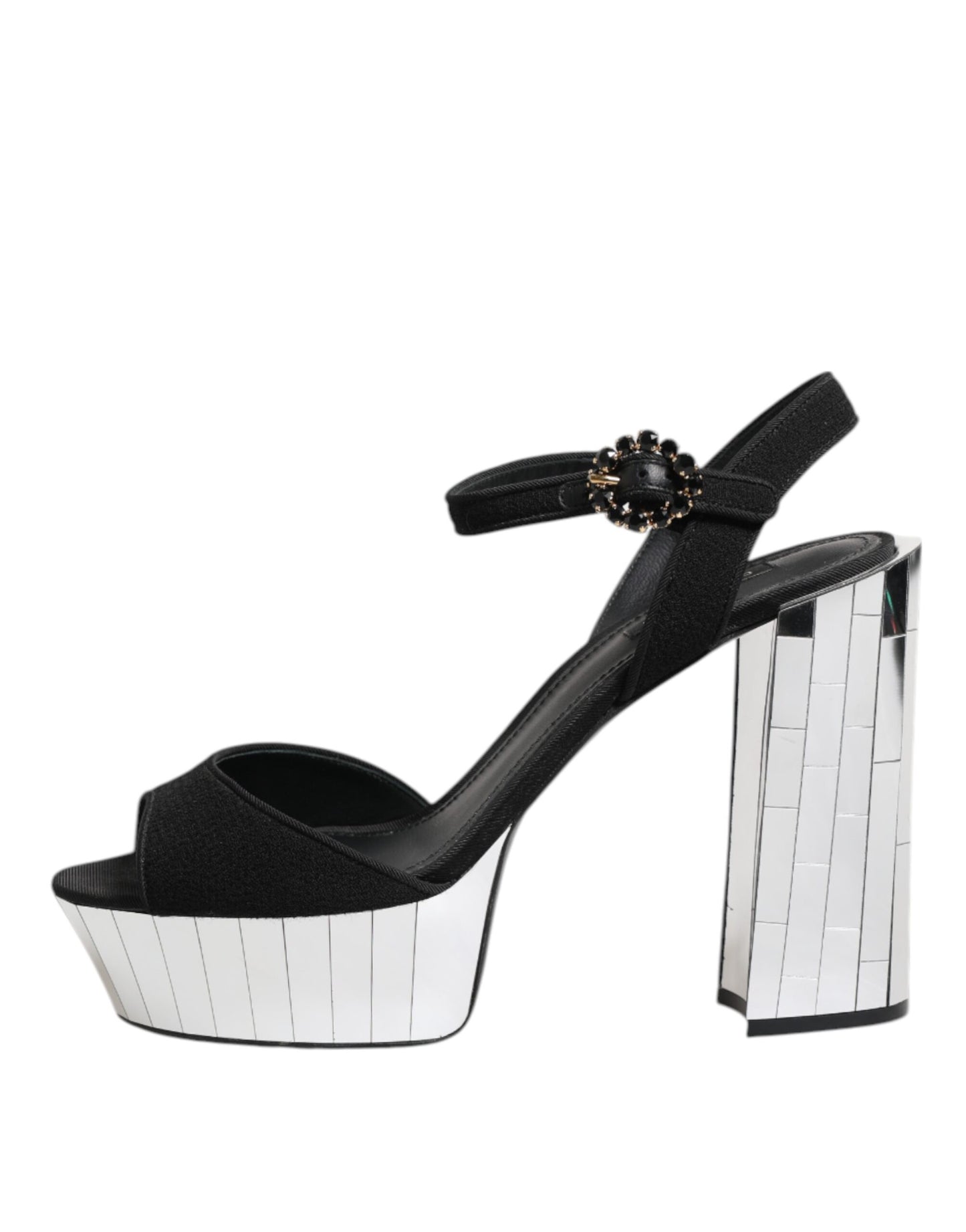 Zapatos Sandalia Dolce & Gabbana Keira con Correa al Tobillo y Cristales Negros