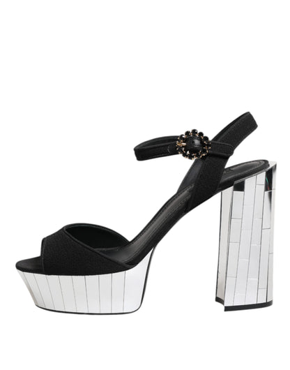Zapatos Sandalia Dolce & Gabbana Keira con Correa al Tobillo y Cristales Negros