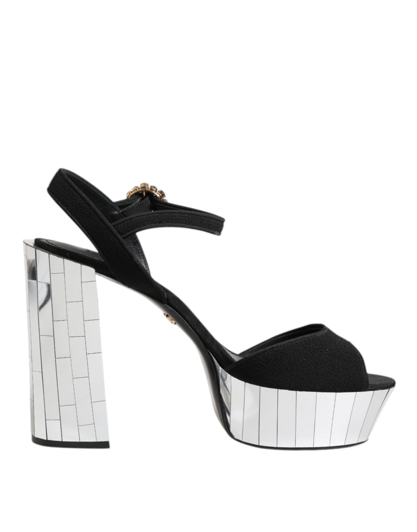 Zapatos Sandalia Dolce & Gabbana Keira con Correa al Tobillo y Cristales Negros