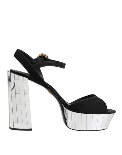 Zapatos Sandalia Dolce & Gabbana Keira con Correa al Tobillo y Cristales Negros