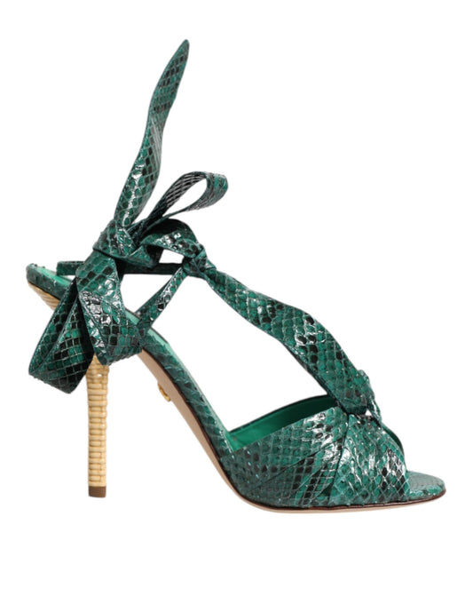 Zapatos de tacón sandalias de piel de pitón verde de Dolce & Gabbana