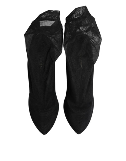 Botines de Dolce & Gabbana de malla elástica de seda negra