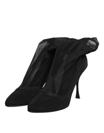 Botines de Dolce & Gabbana de malla elástica de seda negra