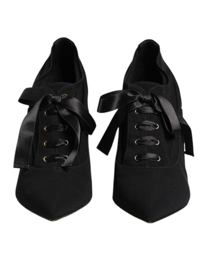Zapatos de tacón de aguja con cordones negros Dolce & Gabbana