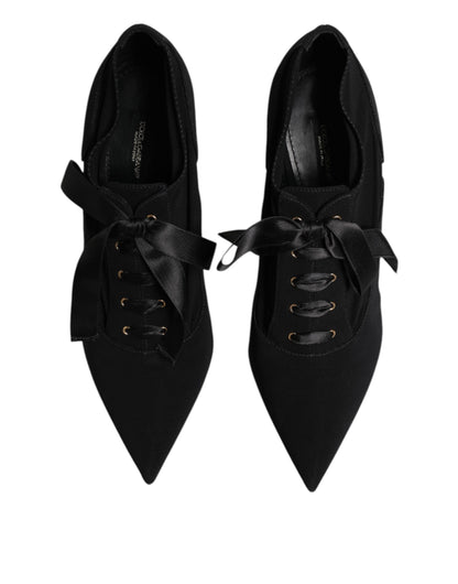 Zapatos de tacón de aguja con cordones negros Dolce & Gabbana