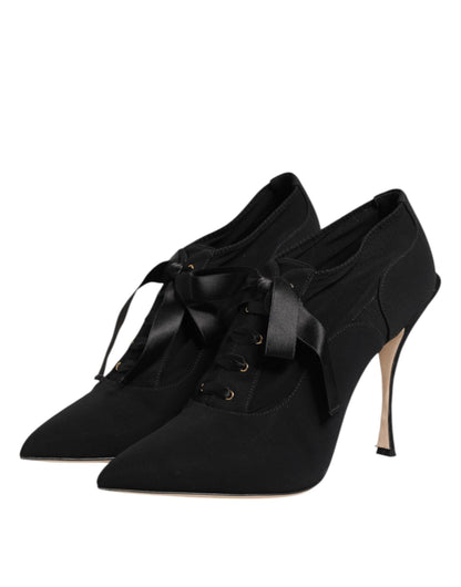 Zapatos de tacón de aguja con cordones negros Dolce & Gabbana
