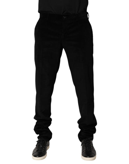 Pantalones de vestir formales de algodón negro Dolce & Gabbana para hombre