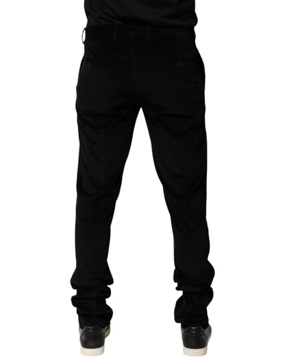 Pantalones de vestir formales de algodón negro Dolce & Gabbana para hombre