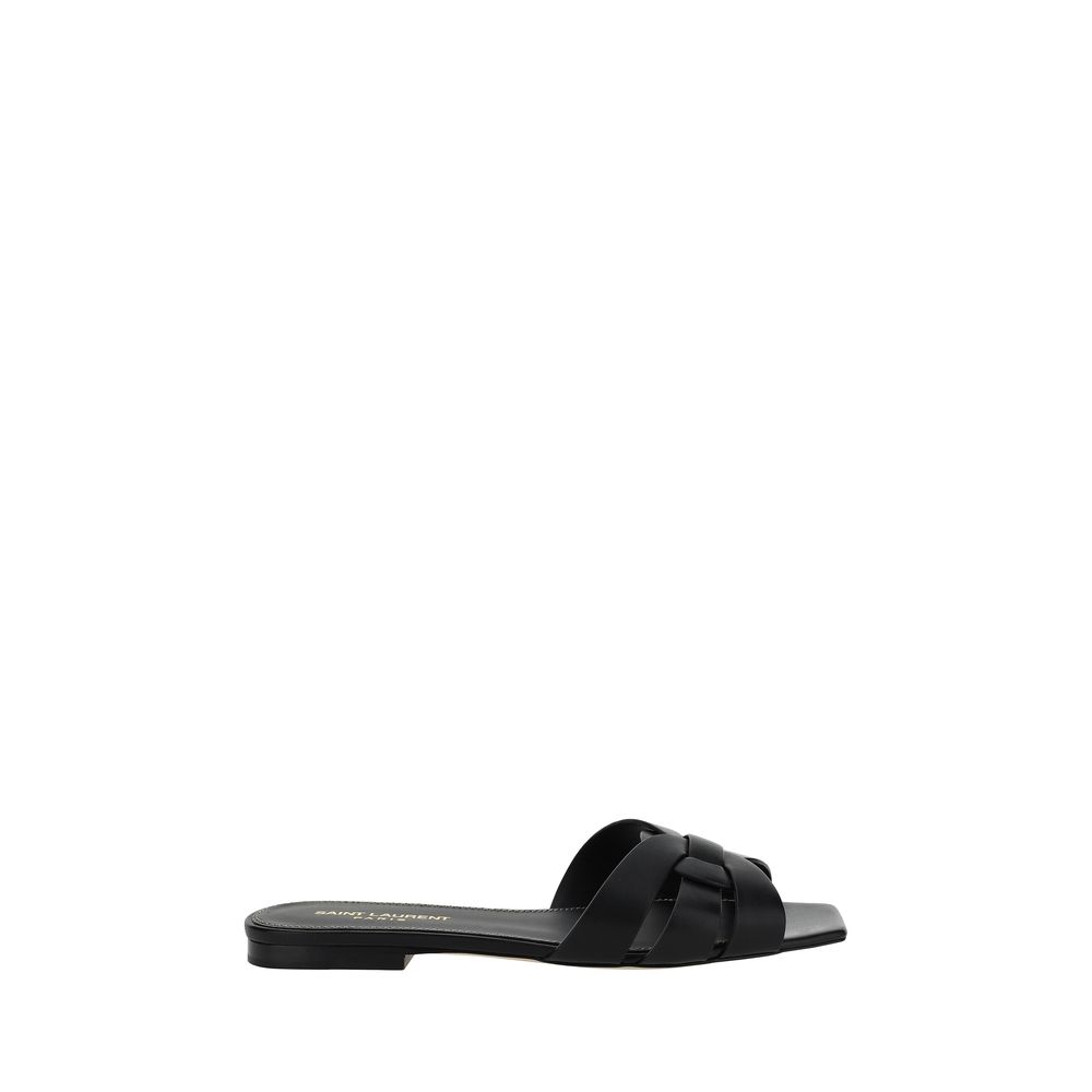 Sandalias Saint Laurent de piel de becerro negra Bos Taurus con correa