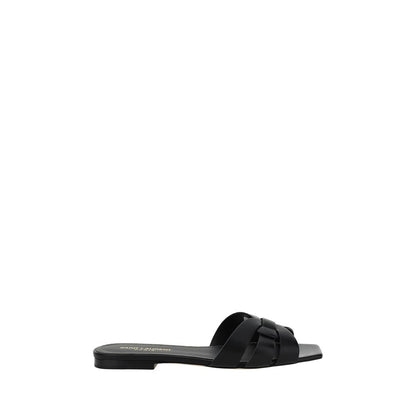Sandalias Saint Laurent de piel de becerro negra Bos Taurus con correa
