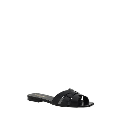 Sandalias Saint Laurent de piel de becerro negra Bos Taurus con correa