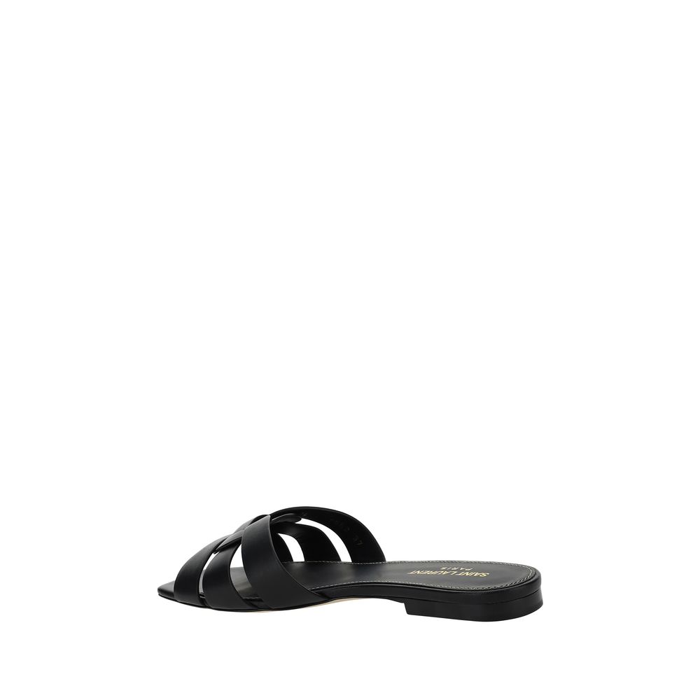 Sandalias Saint Laurent de piel de becerro negra Bos Taurus con correa