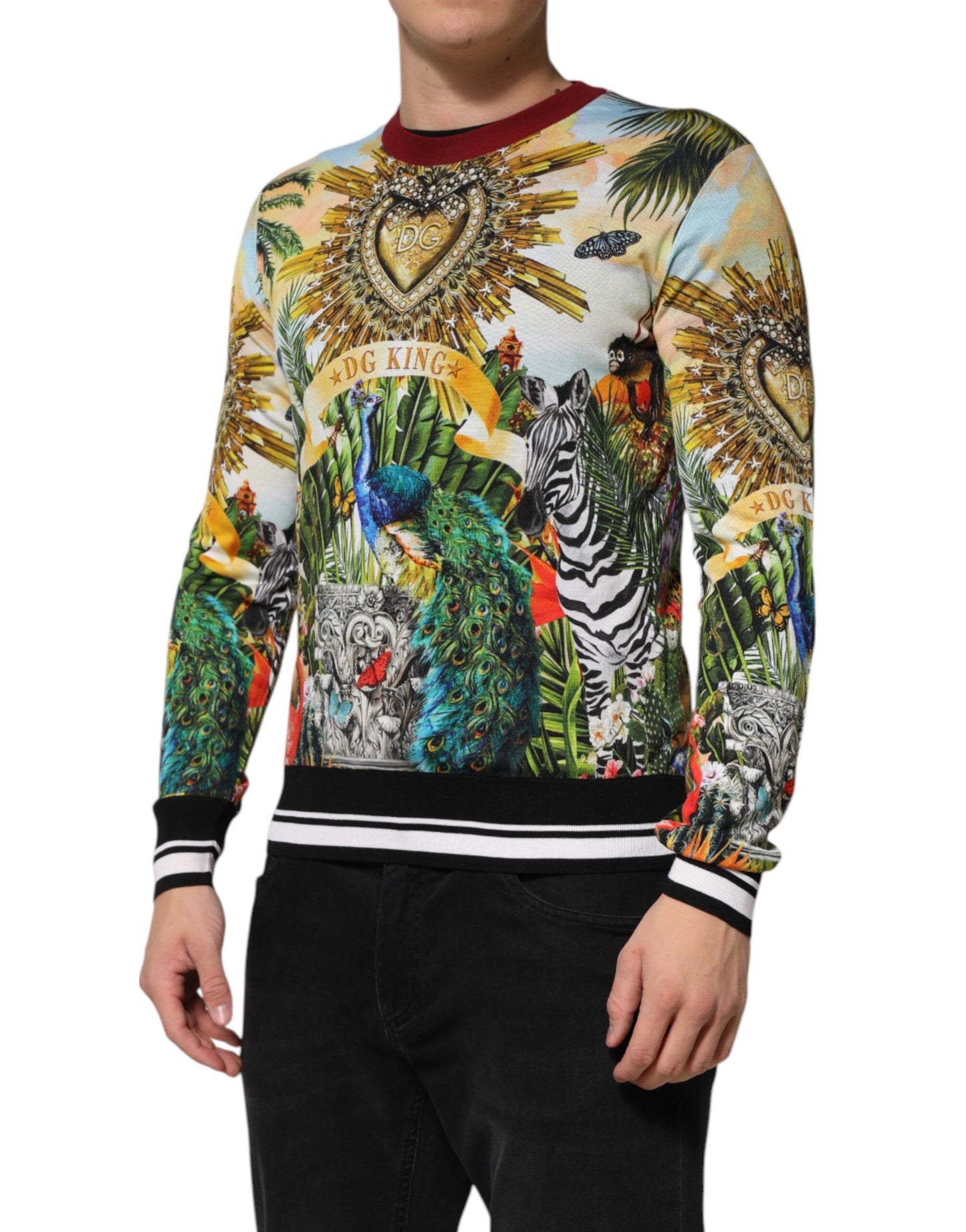 Suéter de seda Dolce & Gabbana Tropical Heart Crown