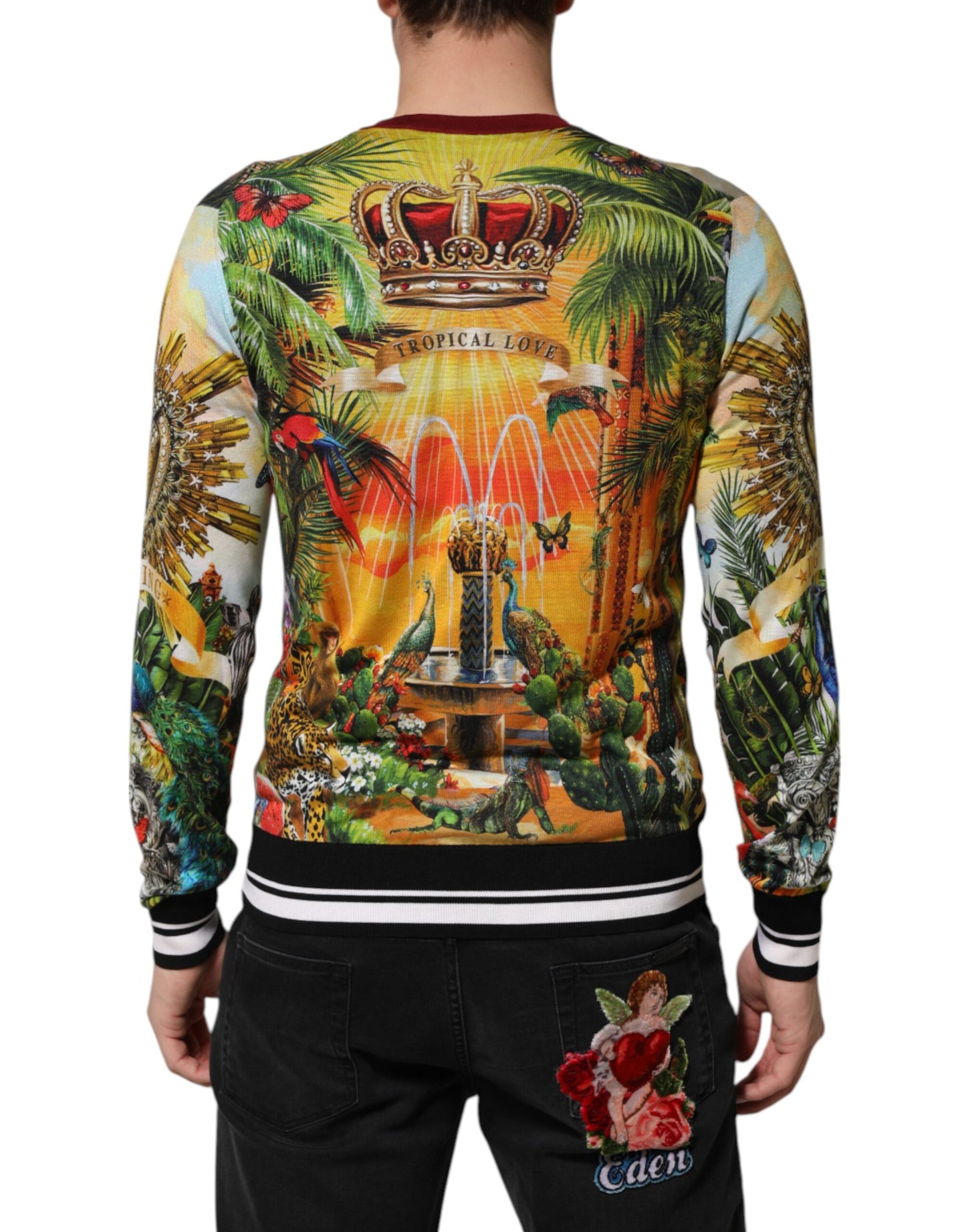 Suéter de seda Dolce & Gabbana Tropical Heart Crown