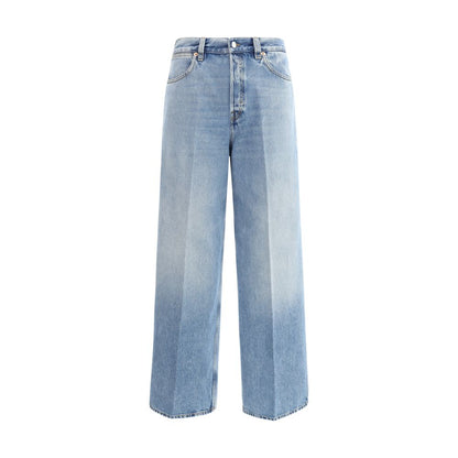 Gucci Light Blue Cotton Wide-Leg Jeans